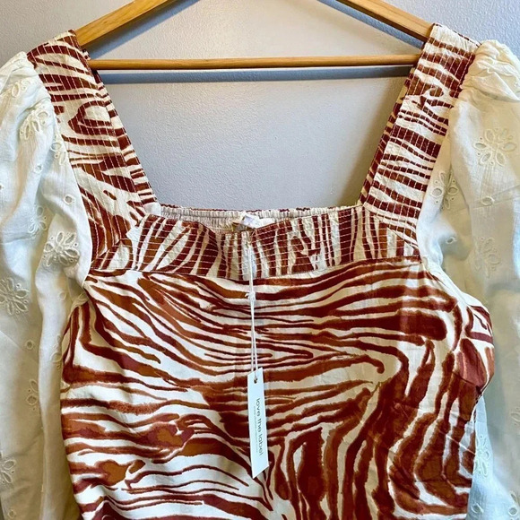 NWT Love The Label for Anthropologie Smocked Puff-Sleeve Blouse Size L - Picture 5 of 7